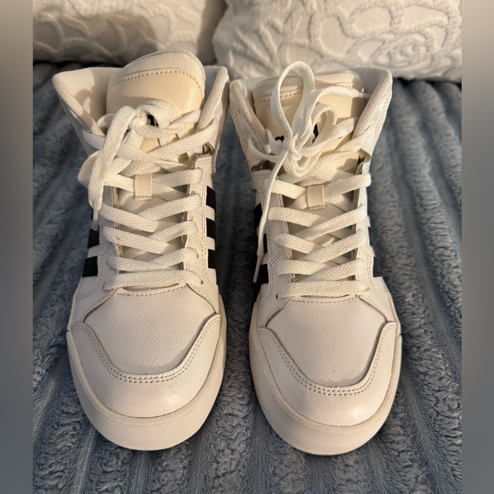 Adidas White and Black High-Top Sneakers